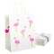 24-Pack Flamingo Birthday Party Favor Gift Bags with Convenient Handles, Medium Size, 8x10x4 inches for Tropical-Themed Decorations (White, Pink Gold Foil Design)
